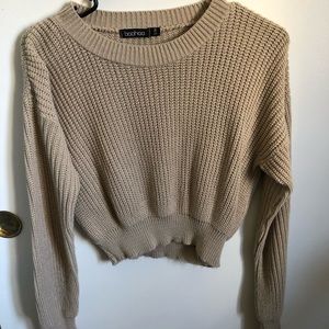 Beige Boohoo knitted long sleeve sweater